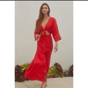 Anthropologie Red Maxi Cover up Dress